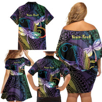 Personalized Polynesian Memorial Family Matching Off Shoulder Short Dress and Hawaiian Shirt Dragonflies Appear When Angels Are Near LT14 - Polynesian Pride