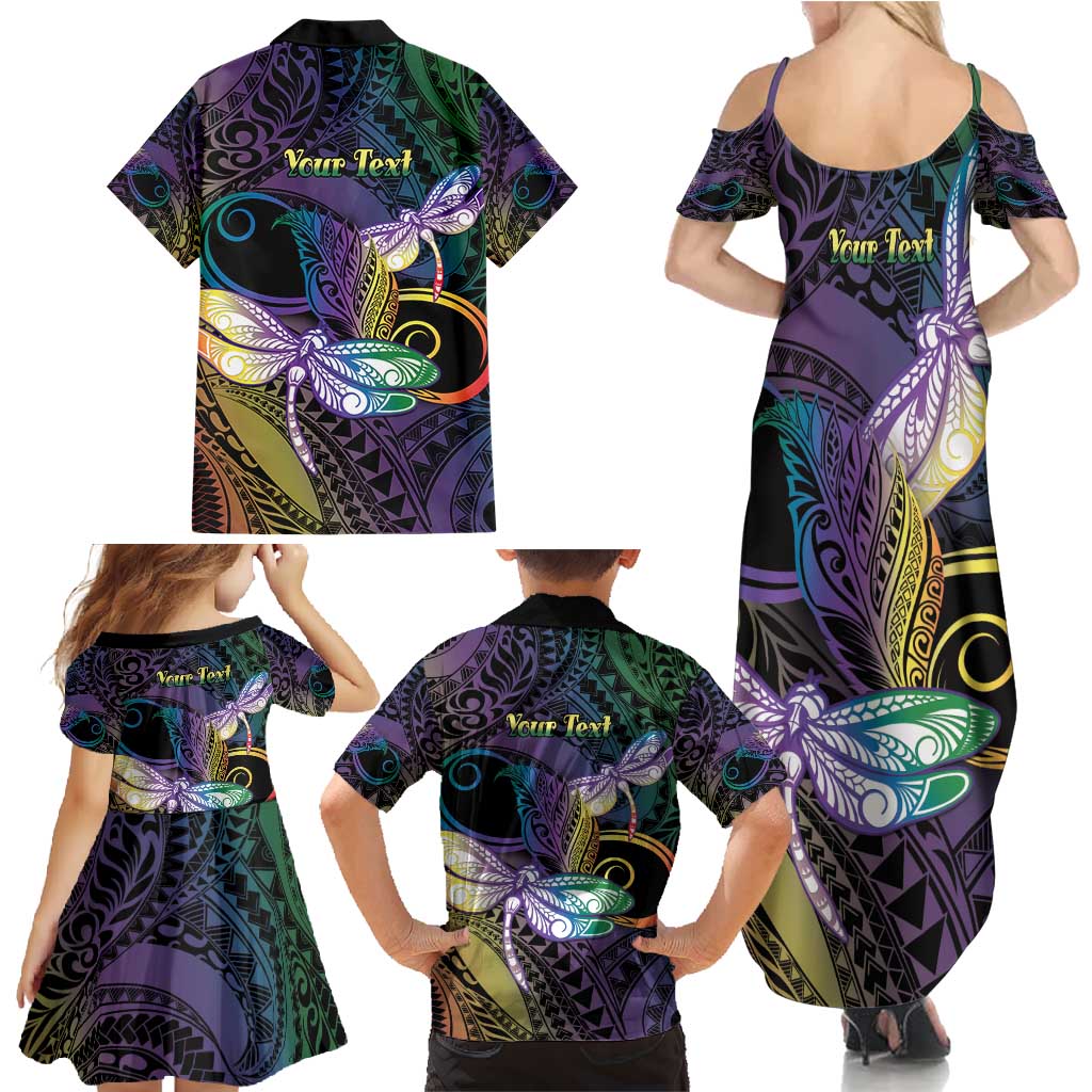 Personalized Polynesian Memorial Family Matching Summer Maxi Dress and Hawaiian Shirt Dragonflies Appear When Angels Are Near LT14 - Polynesian Pride