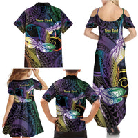 Personalized Polynesian Memorial Family Matching Summer Maxi Dress and Hawaiian Shirt Dragonflies Appear When Angels Are Near LT14 - Polynesian Pride