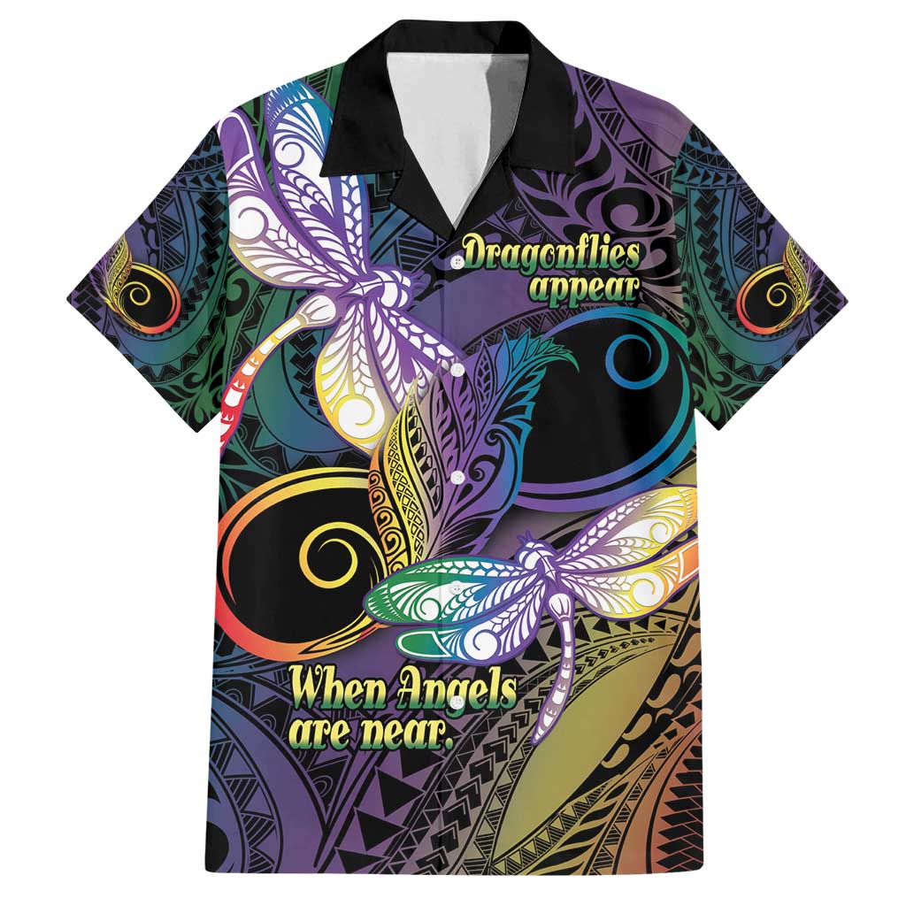 Personalized Polynesian Memorial Family Matching Summer Maxi Dress and Hawaiian Shirt Dragonflies Appear When Angels Are Near LT14 Dad's Shirt - Short Sleeve Colorful - Polynesian Pride