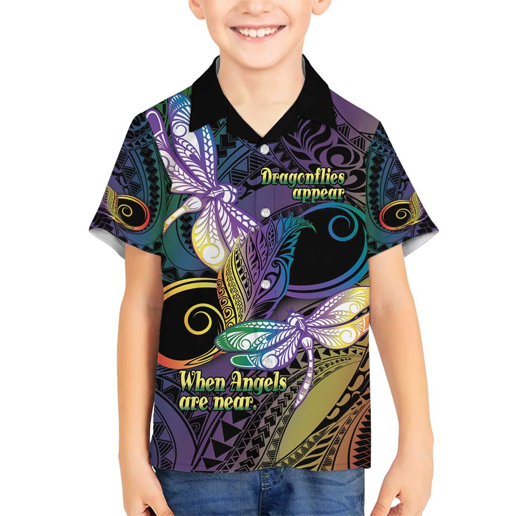 Personalized Polynesian Memorial Family Matching Summer Maxi Dress and Hawaiian Shirt Dragonflies Appear When Angels Are Near LT14 Son's Shirt Colorful - Polynesian Pride