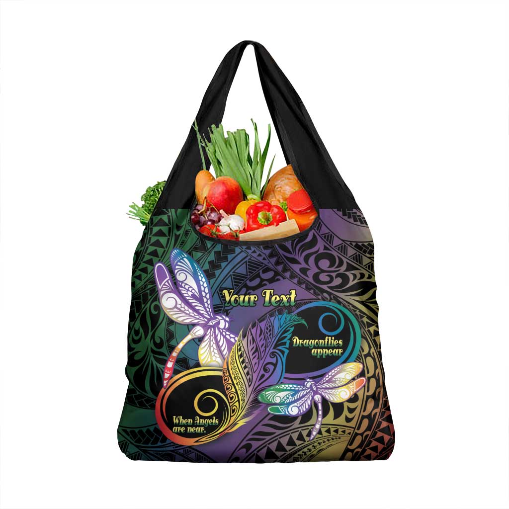Personalized Polynesian Memorial Grocery Bag Dragonflies Appear When Angels Are Near