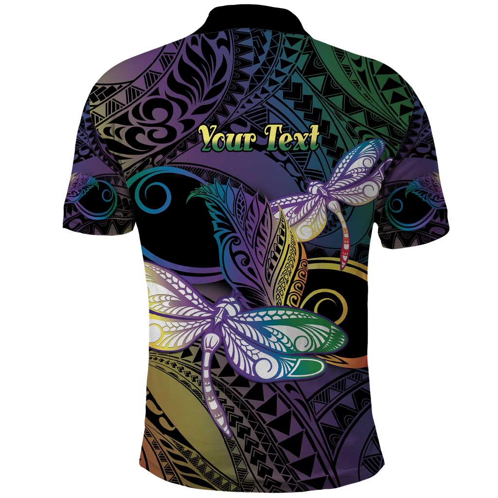 Personalized Polynesian Memorial Polo Shirt Dragonflies Appear When Angels Are Near