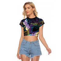 Personalized Polynesian Memorial Raglan Cropped T Shirt Dragonflies Appear When Angels Are Near LT14 Female Colorful - Polynesian Pride