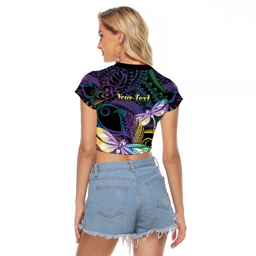 Personalized Polynesian Memorial Raglan Cropped T Shirt Dragonflies Appear When Angels Are Near LT14 - Polynesian Pride