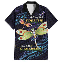 As Long As I Breathe You'll Be Remembered Family Matching Off The Shoulder Long Sleeve Dress and Hawaiian Shirt Dragonflies Memorial - Polynesian Pattern