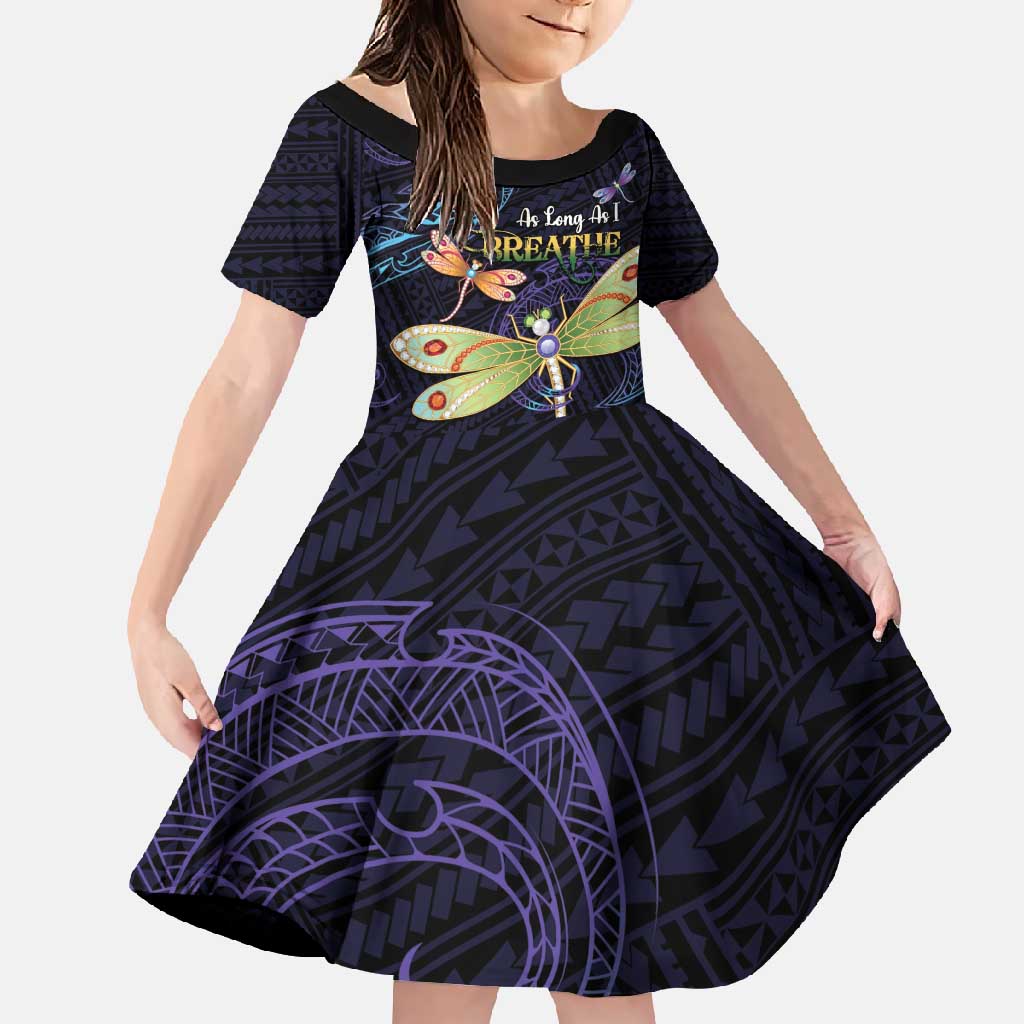 As Long As I Breathe You'll Be Remembered Family Matching Tank Maxi Dress and Hawaiian Shirt Dragonflies Memorial - Polynesian Pattern