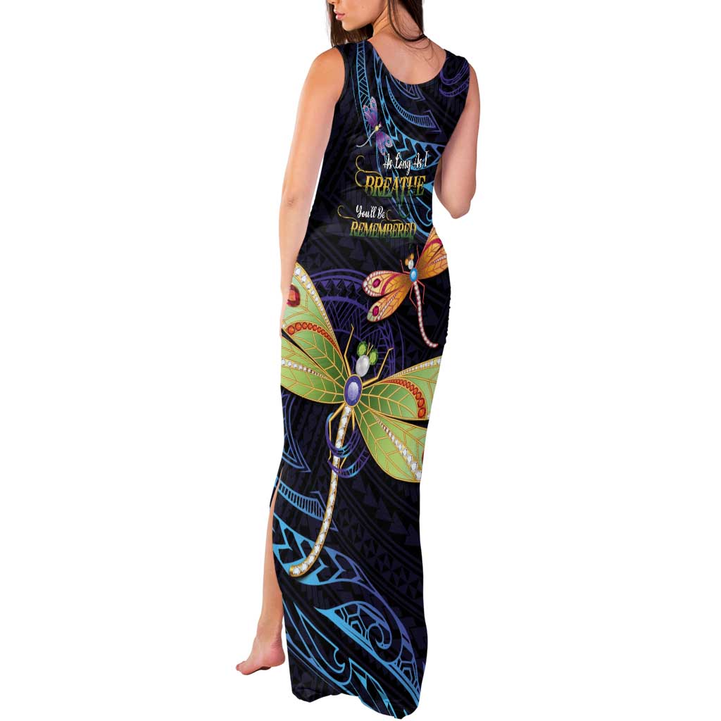 As Long As I Breathe You'll Be Remembered Tank Maxi Dress Dragonflies Memorial - Polynesian Pattern