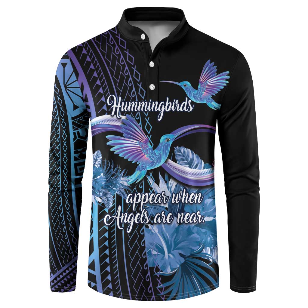 Polynesian Memorial Button Sweatshirt Hummingbirds Appear When Angels Are Near LT14