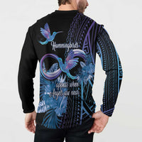 Polynesian Memorial Button Sweatshirt Hummingbirds Appear When Angels Are Near LT14