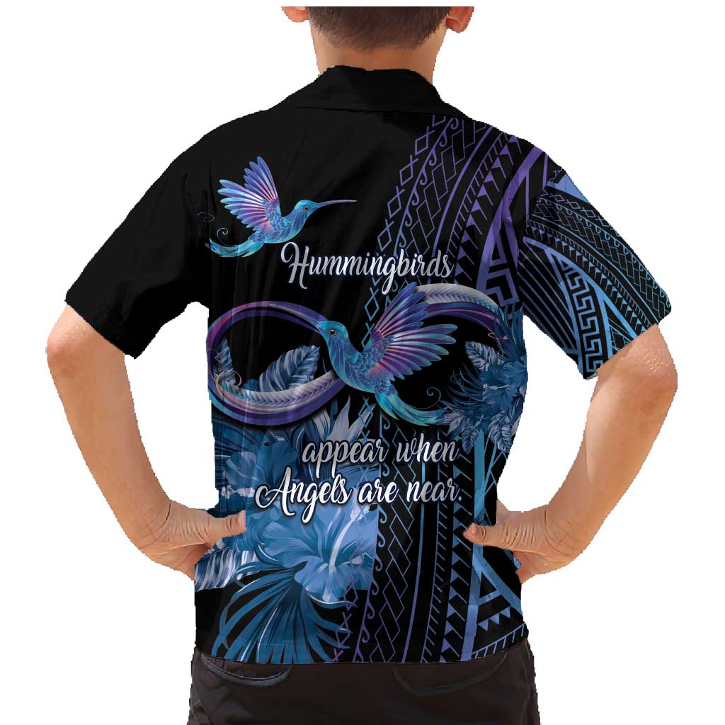 Polynesian Memorial Family Matching Mermaid Dress and Hawaiian Shirt Hummingbirds Appear When Angels Are Near LT14