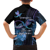 Polynesian Memorial Family Matching Off Shoulder Short Dress and Hawaiian Shirt Hummingbirds Appear When Angels Are Near LT14
