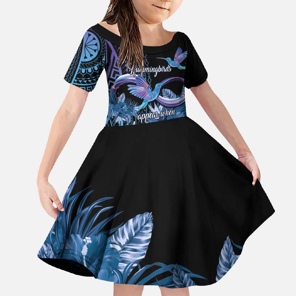 Polynesian Memorial Family Matching Tank Maxi Dress and Hawaiian Shirt Hummingbirds Appear When Angels Are Near LT14