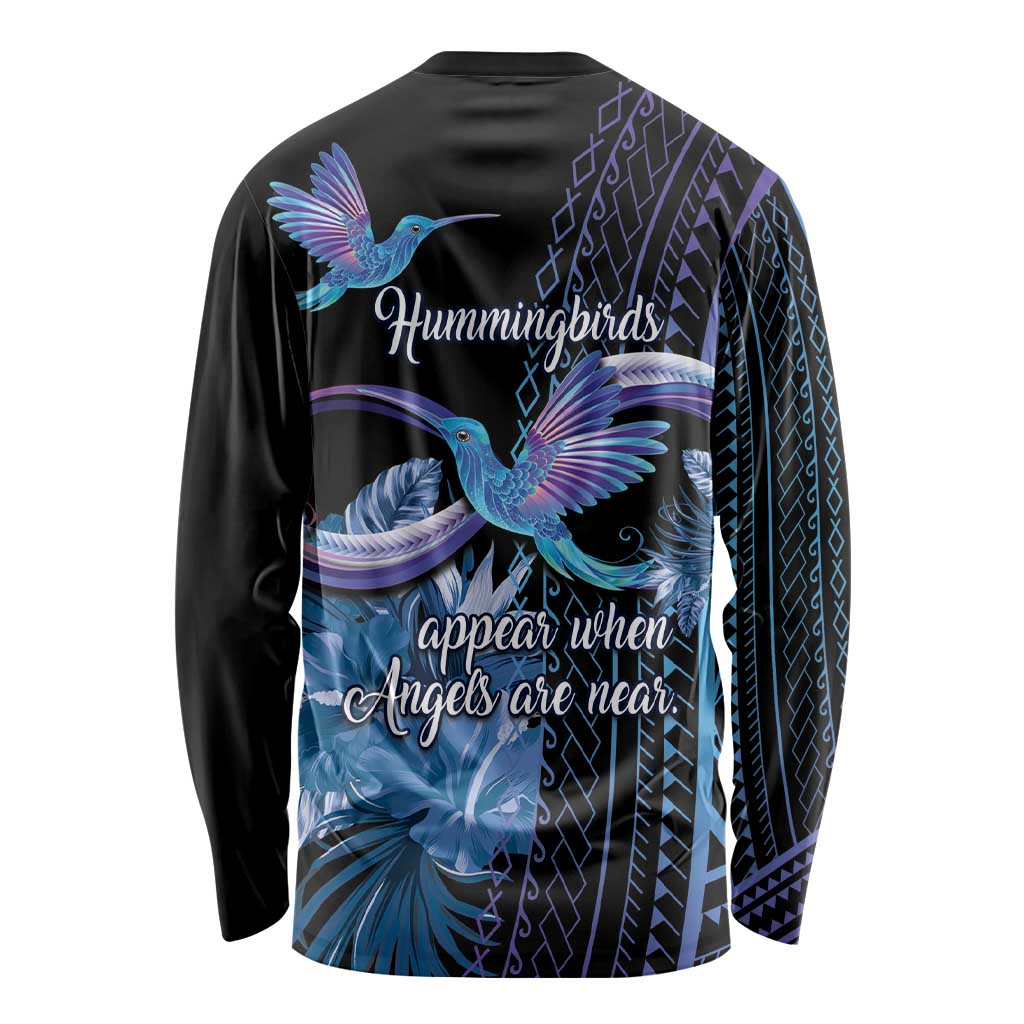 Polynesian Memorial Long Sleeve Shirt Hummingbirds Appear When Angels Are Near LT14