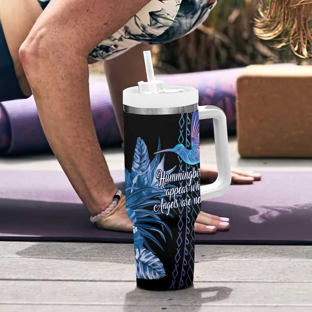 Polynesian Memorial Tumbler With Handle Hummingbirds Appear When Angels Are Near LT14