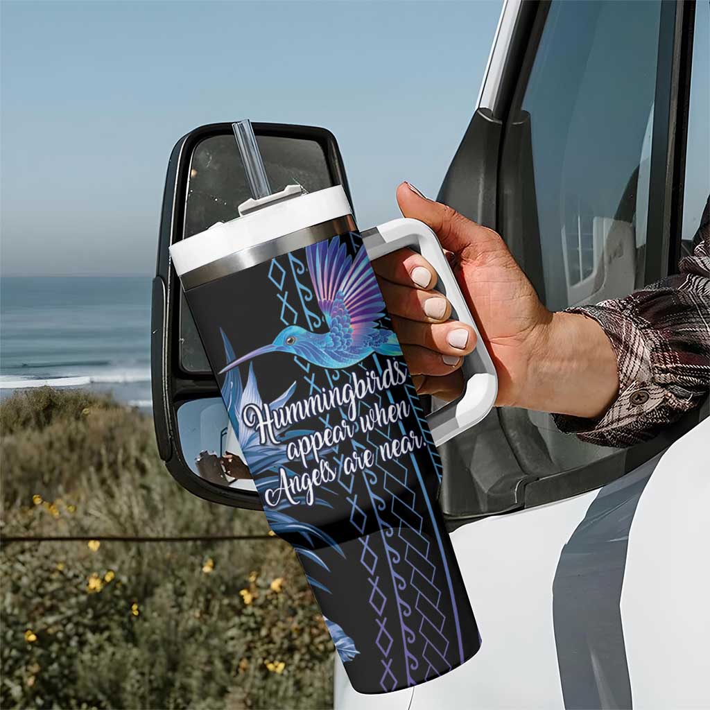 Polynesian Memorial Tumbler With Handle Hummingbirds Appear When Angels Are Near LT14