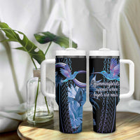Polynesian Memorial Tumbler With Handle Hummingbirds Appear When Angels Are Near LT14