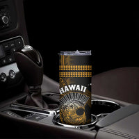 Hawaii Skinny Tumbler Kakau Warrior Helmet Gradient Gold Polynesian