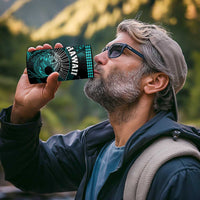 Hawaii 4 in 1 Can Cooler Tumbler Kakau Warrior Helmet Gradient Turquoise Polynesian