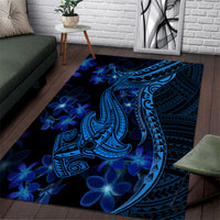 Blue Polynesia Shark Tattoo Area Rug With Polynesian Plumeria LT14 Blue - Polynesian Pride