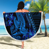 Blue Polynesia Shark Tattoo Beach Blanket With Polynesian Plumeria LT14 - Polynesian Pride
