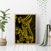 Gold Polynesia Shark Tattoo Canvas Wall Art With Polynesian Plumeria LT14 - Polynesian Pride