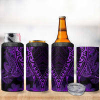 Purple Polynesia Shark Tattoo 4 in 1 Can Cooler Tumbler With Polynesian Plumeria