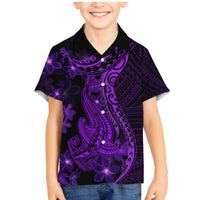 Purple Polynesia Shark Tattoo Family Matching Mermaid Dress and Hawaiian Shirt With Polynesian Plumeria LT14 Son's Shirt Purple - Polynesian Pride