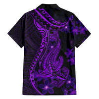 Purple Polynesia Shark Tattoo Family Matching Off Shoulder Short Dress and Hawaiian Shirt With Polynesian Plumeria LT14 - Polynesian Pride