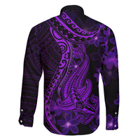 Purple Polynesia Shark Tattoo Family Matching Off Shoulder Short Dress and Hawaiian Shirt With Polynesian Plumeria LT14 - Polynesian Pride