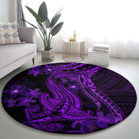 Purple Polynesia Shark Tattoo Round Carpet With Polynesian Plumeria LT14 - Polynesian Pride