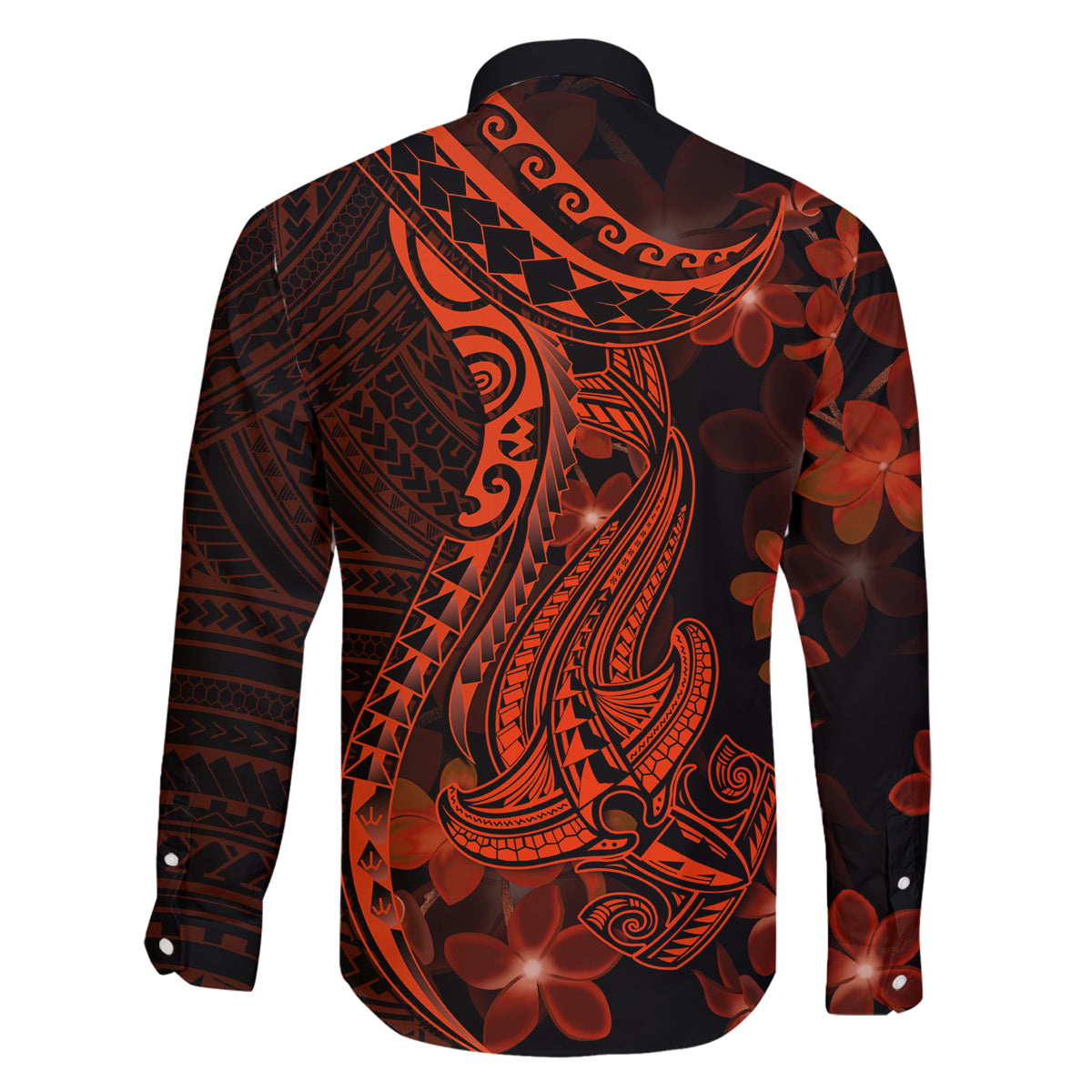 Red Polynesia Family Matching Off Shoulder Short Dress and Hawaiian Shirt Shark Tattoo With Polynesian Plumeria LT14 - Polynesian Pride