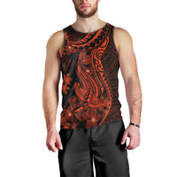 Red Polynesia Men Tank Top Shark Tattoo With Polynesian Plumeria LT14 - Polynesian Pride