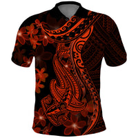 Red Polynesia Polo Shirt Shark Tattoo With Polynesian Plumeria LT14 Red - Polynesian Pride