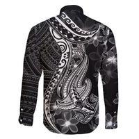 Black Polynesia Family Matching Summer Maxi Dress and Hawaiian Shirt Shark Tattoo With Polynesian Plumeria LT14 - Polynesian Pride