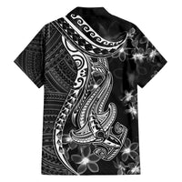 Black Polynesia Family Matching Tank Maxi Dress and Hawaiian Shirt Shark Tattoo With Polynesian Plumeria LT14 - Polynesian Pride