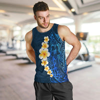 Blue Polynesia Men Tank Top Plumeria Tropical Leaves With Galaxy Polynesian Art LT14 Blue - Polynesian Pride