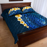 Blue Polynesia Quilt Bed Set Plumeria Tropical Leaves With Galaxy Polynesian Art LT14 - Polynesian Pride