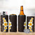 Brown Polynesia 4 in 1 Can Cooler Tumbler Plumeria Tropical Leaves With Galaxy Polynesian Art