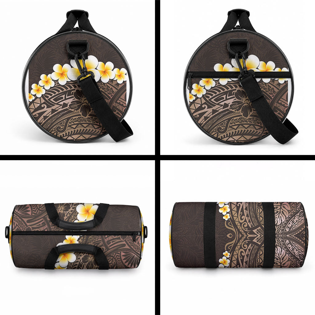 Brown Tropical Plumeria With Galaxy Polynesian Art Duffle Bag LT14 - Polynesian Pride