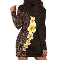 Brown Polynesia Hoodie Dress Plumeria Tropical Leaves With Galaxy Polynesian Art LT14 - Polynesian Pride