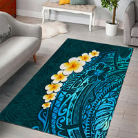 Turquosie Polynesia Area Rug Plumeria Tropical Leaves With Galaxy Polynesian Art LT14 - Polynesian Pride