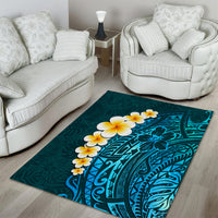 Turquosie Polynesia Area Rug Plumeria Tropical Leaves With Galaxy Polynesian Art LT14 - Polynesian Pride