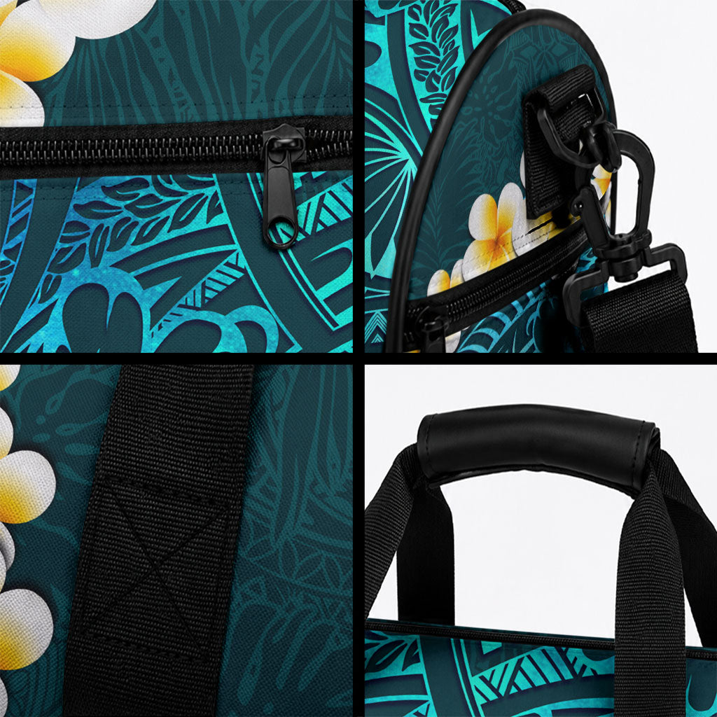 Turquoise Tropical Plumeria With Galaxy Polynesian Art Duffle Bag LT14 - Polynesian Pride