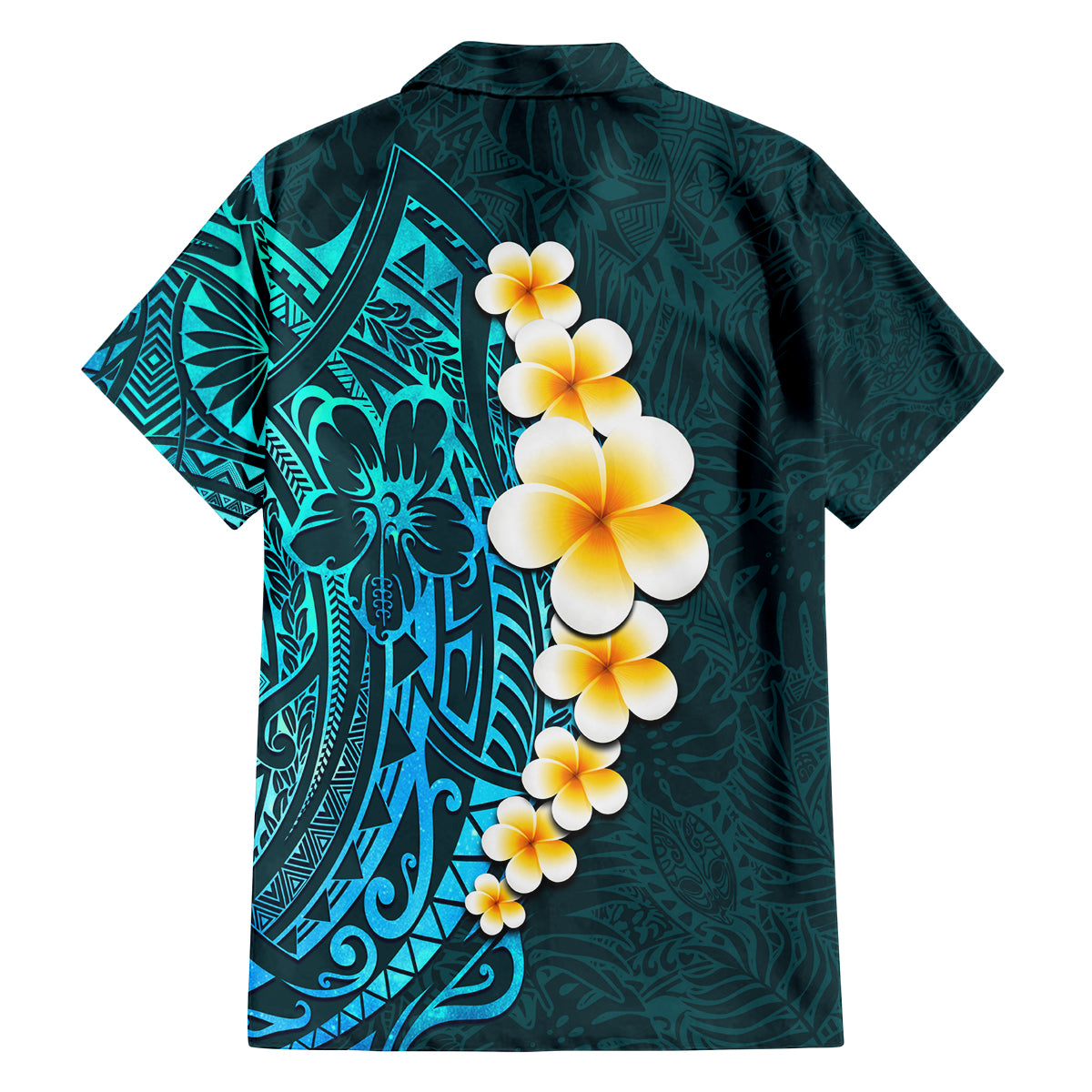 Turquosie Polynesia Family Matching Tank Maxi Dress and Hawaiian Shirt Plumeria Tropical Leaves With Galaxy Polynesian Art LT14 - Polynesian Pride