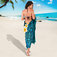 Turquosie Polynesia Sarong Plumeria Tropical Leaves With Galaxy Polynesian Art LT14 - Polynesian Pride