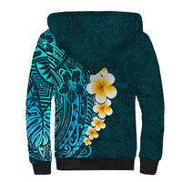 Turquosie Polynesia Sherpa Hoodie Plumeria Tropical Leaves With Galaxy Polynesian Art LT14 - Polynesian Pride