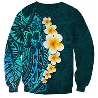 Turquosie Polynesia Sweatshirt Plumeria Tropical Leaves With Galaxy Polynesian Art LT14 - Polynesian Pride