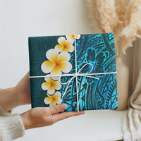 Turquosie Polynesia Wrapping Paper Plumeria Tropical Leaves With Galaxy Polynesian Art LT14 - Polynesian Pride
