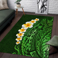 Green Polynesia Area Rug Plumeria Tropical Leaves With Galaxy Polynesian Art LT14 Green - Polynesian Pride